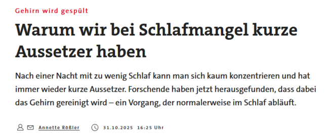  Gehirn wird gespült Warum wir bei Schlafmangel kurze Aussetzer haben