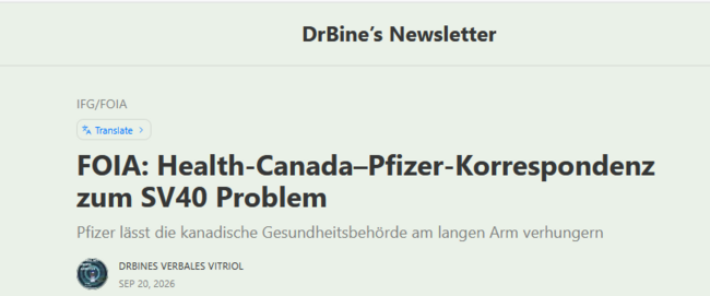 FOIA: Health‑Canada–Pfizer‑Korrespondenz zum SV40 Problem