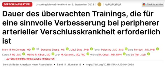 Dauer des überwachten Trainings, die für eine sinnvolle Verbesserung bei peripherer arterieller Verschlusskrankheit erforderlich ist