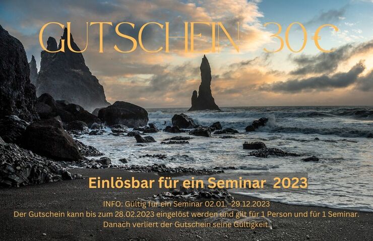 Zum Einlösen, schreibe bitte im Anmeldeformular unter Notizen / Mitteilungen dass du den Gutschein 2023 auf das Seminar anwenden möchtest. Wir berücksichtigen das bei der Abrechnung. Wir freuen uns auf dich!