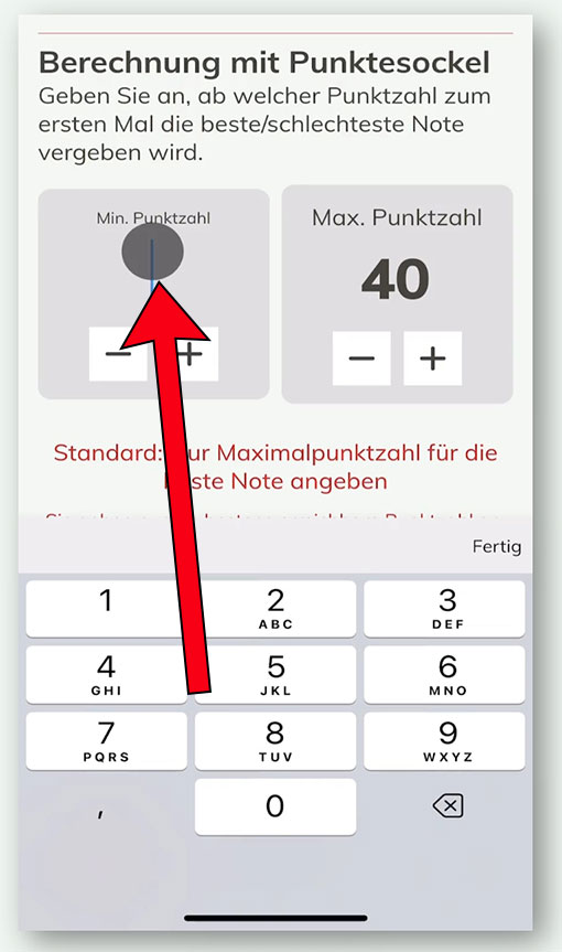 Notenschlüsselrechner mit Ziffernblock
