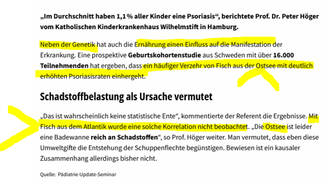 Haufiger Verzehr von Ostseefisch lässt dei Schuppenflechte häufiger entstehen