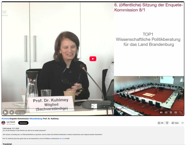 Prof. Dr. Kuhlmey, Gerontologin, spricht über die Problematik in den Krankenhäusern und Heimen