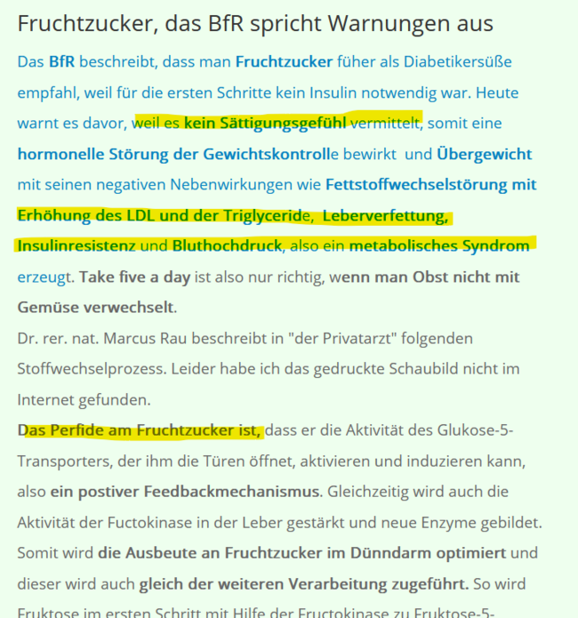 Fruchtzucker erzeugt kein Sättigungsgefühl und erhöht LDL und Triglyceride