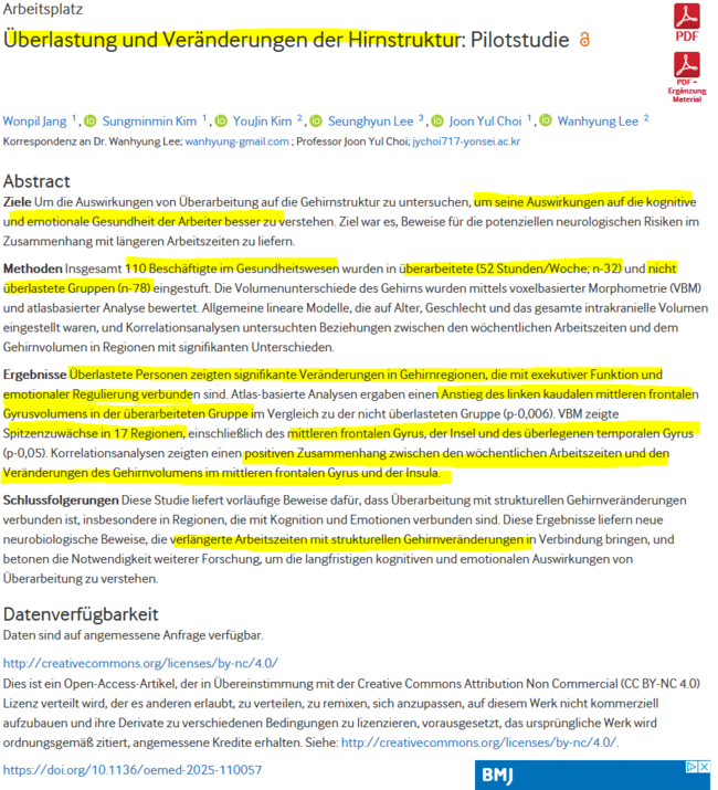 Jang W, et al: BMJ Occupational & Environmental Medicine (online) 13. März 2025