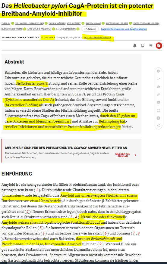 Das Helicobacter pylori CagA-Protein ist ein potenter Breitband-Amyloid-Inhibitor - DOI: 10.1126/sciadv.ads7525