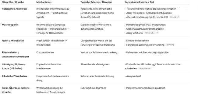Tabellarische Aufarbeitung der Störgrößen und Korrekturmaßnahmen