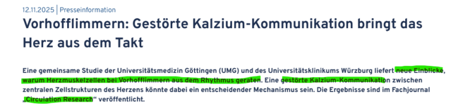 Gestörte Kalzium-Kommunikation bringt das Herz aus dem Takt