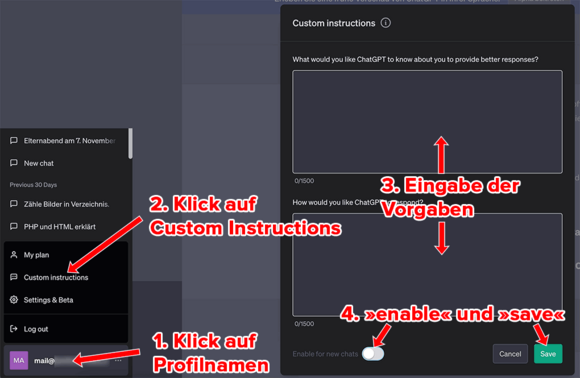 ChatGPT mit Custom Instructions konfigurieren