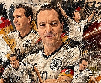 KI Bild von Michael Terhaag in vermeintlichen Spielszenen im Deutschlandtrikot