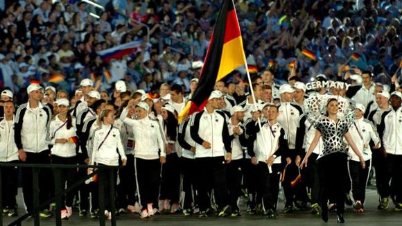  Foto: DOSB / Das deutsche Team 2015 bei der Eröffnungsfeier in Baku. 