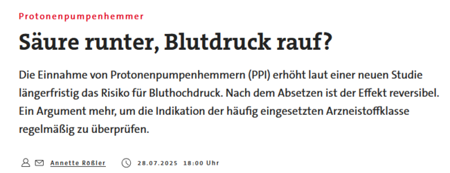 Längerer PPI-Gebrauch erhöht die Gefahr der Blutdruckerhöhung - doi.org/10.1161/JAHA.124.040009