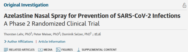 Azelastine Nasal Spray for Prevention of SARS-CoV-2 Infections