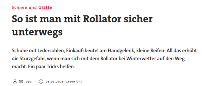  Schnee und Glätte - So ist man mit Rollator sicher unterwegs
