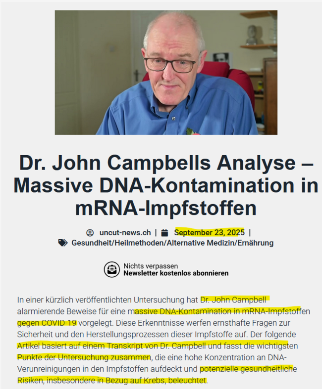 Dr. John Campbells Analyse – Massive DNA-Kontamination in mRNA-Impfstoffen