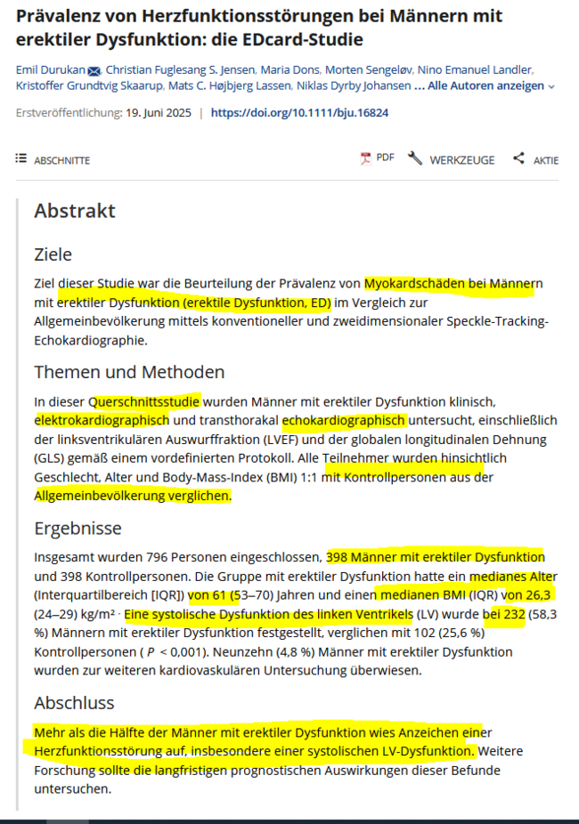 Prävalenz von Herzfunktionsstörungen bei Männern mit erektiler Dysfunktion: die EDcard-Studie
