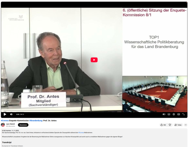 Prof. Dr. Antes spricht über die Wissenschaft und deren Verlust im Jahr 2020