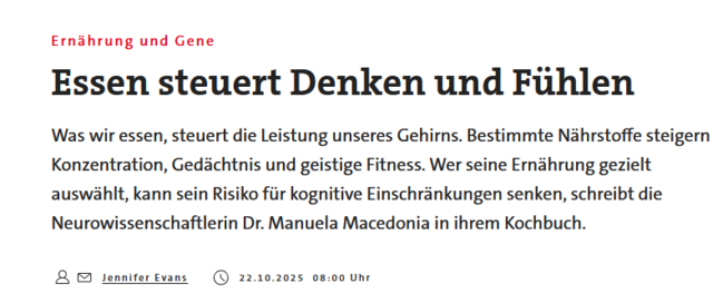 Essen steuert Denken und Fühlen