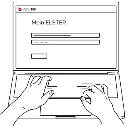 Illustration Laptop mit Onlineformular