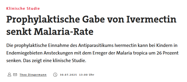 Prophylaktische Gabe von Ivermectin senkt Malaria-Rate