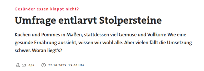 Kuchen und Pommes in Maßen, stattdessen viel Gemüse und Vollkorn: Wie eine gesunde Ernährung aussieht, wissen wir wohl alle. Aber