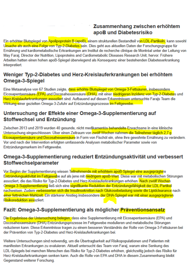 Omega-3-Fettsäuren: Schutz vor Typ-2-Diabetes und Herz-Kreislauferkrankungen?