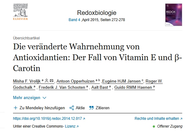 Die veränderte Wahrnehmung von Antioxidantien: Der Fall von Vitamin E und β-Carotin
