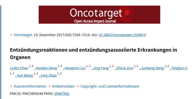 Entzündungsreaktionen und entzündungsassoziierte Erkrankungen in Organen  -welche Stellgrößen und warum wirkt eine regulatives Therapiekonzept