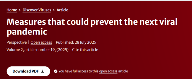 Measures that could prevent the next viral pandemic