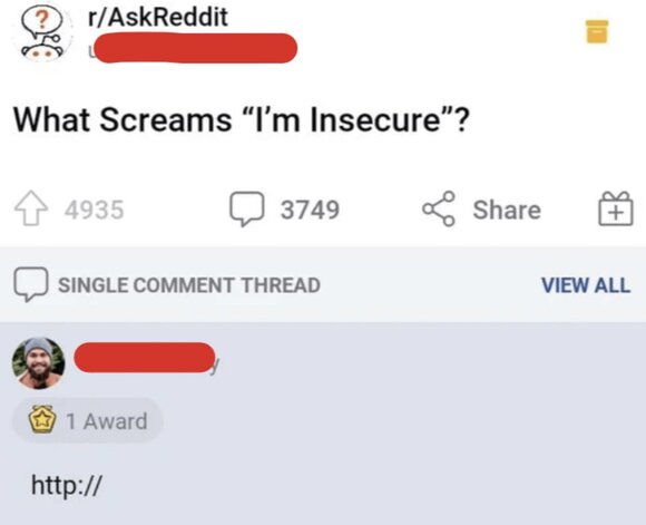 Ein Meme mit einer Frage und einer Antwort von Reddit. Die Frage lautet 